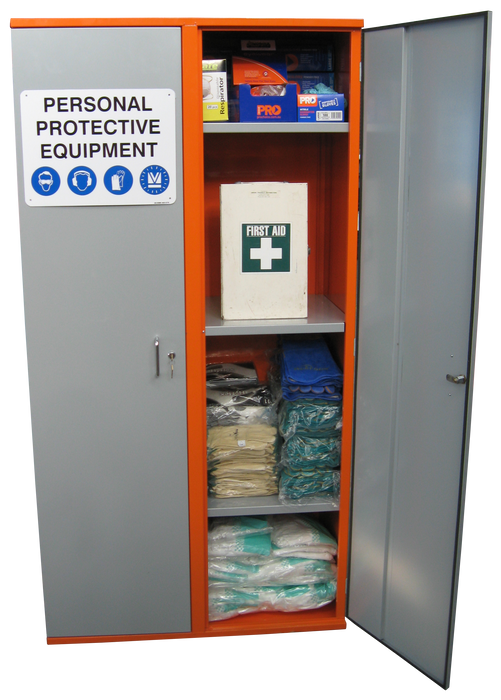 PPE Storage Cabinet - Double Door (with hanging rail)