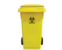 Biohazard Waste Disposal Bin (Yellow) with wheels 120L
